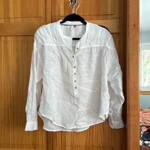 ANTHRO white sheer half button blouse